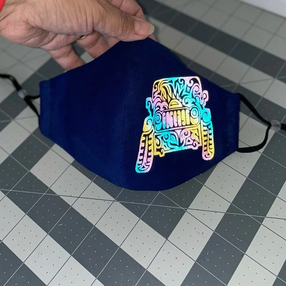 reflective rainbow mandala jeep girl face mask
